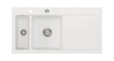 SYSTEMCERAM Einbauspüle Mera 100 F Be. Li. Polar 13 inkl. Excenterbetätigung, für 60 cm Schrankbreite, Spüle zum flächenbündigen Einbau, inkl. 4 x Eckradien R 10 Auflage Becken links 55770213