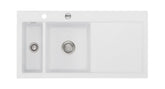 SYSTEMCERAM Einbauspüle Mera 100 F Be. Li. Satin 20 inkl. Excenterbetätigung, für 60 cm Schrankbreite, Spüle zum flächenbündigen Einbau, inkl. 4 x Eckradien R 10 Auflage Becken links 55770220