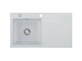 SYSTEMCERAM Einbauspüle Mera 90 F Be. Li. Alu 76 inkl. Excenterbetätigung, für 50 cm Schrankbreite, Spüle zum flächenbündigen Einbau, inkl. 4 x Eckradien R 10 Auflage Becken links 55750276