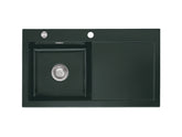 SYSTEMCERAM Einbauspüle Mera 90 F Be. Li. Eibe 56 inkl. Excenterbetätigung, für 50 cm Schrankbreite, Spüle zum flächenbündigen Einbau, inkl. 4 x Eckradien R 10 Auflage Becken links 55750256