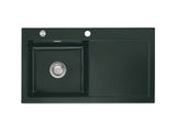 SYSTEMCERAM Einbauspüle Mera 90 Be. Li. Eibe 56 inkl. Handbetätigung, für 50 cm Schrankbreite, Einbauspüle Auflage Becken links 50750156