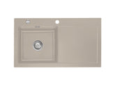 SYSTEMCERAM Einbauspüle Mera 90 F Be. Li. Fango 23 inkl. Excenterbetätigung, für 50 cm Schrankbreite, Spüle zum flächenbündigen Einbau, inkl. 4 x Eckradien R 10 Auflage Becken links 55750223