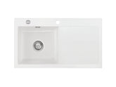 SYSTEMCERAM Einbauspüle Mera 90 F Be. Li. Grönland 12 inkl. Excenterbetätigung, für 50 cm Schrankbreite, Spüle zum flächenbündigen Einbau, inkl. 4 x Eckradien R 10 Auflage Becken links 55750212