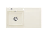 SYSTEMCERAM Einbauspüle Mera 90 F Be. Li. Jasmin 19 inkl. Excenterbetätigung, für 50 cm Schrankbreite, Spüle zum flächenbündigen Einbau, inkl. 4 x Eckradien R 10 Auflage Becken links 55750219