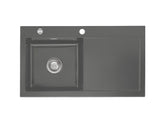 SYSTEMCERAM Einbauspüle Mera 90 F Be. Li. Lava 80 inkl. Excenterbetätigung, für 50 cm Schrankbreite, Spüle zum flächenbündigen Einbau, inkl. 4 x Eckradien R 10 Auflage Becken links 55750280
