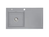 SYSTEMCERAM Einbauspüle Mera 90 F Be. Li. Titan 78 inkl. Excenterbetätigung, für 50 cm Schrankbreite, Spüle zum flächenbündigen Einbau, inkl. 4 x Eckradien R 10 Auflage Becken links 55750278