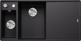 BLANCO AXIA III 6 S-F SILGRANIT mit Holzschneidbrett Becken links schwarz 525853