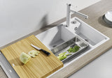 BLANCO AXIA III 6 S SILGRANIT mit Ablauffernbedienung inkl. Holzschneidbrett Becken rechts anthrazit 523462