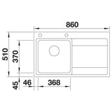 BLANCO DIVON II 45 S-IF Edelstahl Seidenglanz mit Ablauffernbedienung Becken links 521657