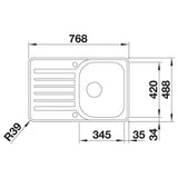BLANCO LANTOS 45 S-IF Compact Edelstahl Bürstfinish mit Ablauffernbedienung reversibel 519059
