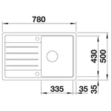 BLANCO LEGRA 45 S SILGRANIT ohne Ablauffernbedienung reversibel café 522206