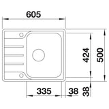 BLANCO LEMIS 45 S-IF Mini Edelstahl Bürstfinish mit Ablauffernbedienung reversibel 525114