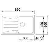 BLANCO SONA 5 S SILGRANIT ohne Ablauffernbedienung reversibel schwarz 525972