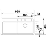 BLANCO ZENAR XL 6 S-F SILGRANIT mit Ablauffernbedienung ohne Zubehör Becken rechts anthrazit 523902