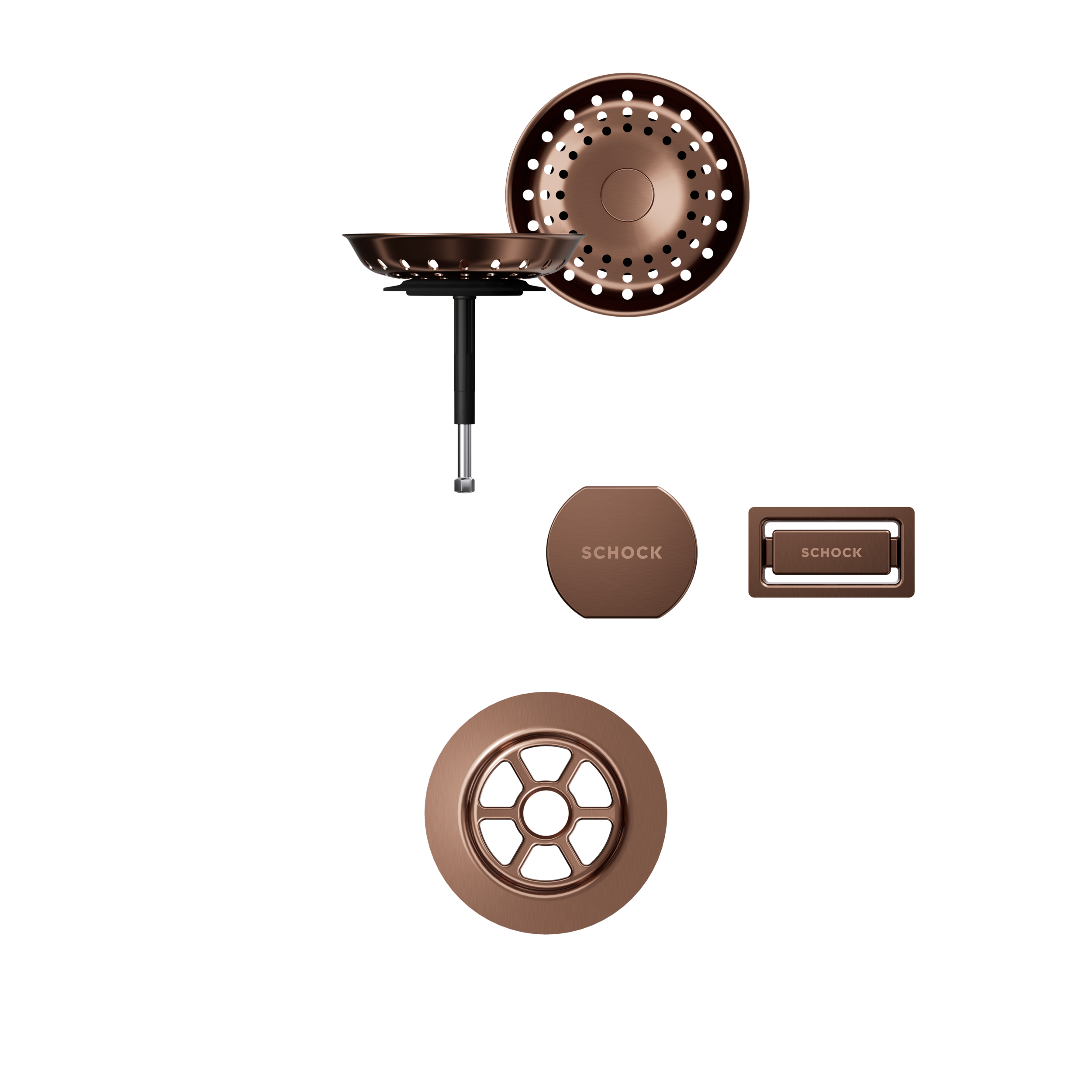 SCHOCK Sichtteile in Copper brushed zu Ablaufgarnitur mit Drehexcenter Copper brushed 400051COB
