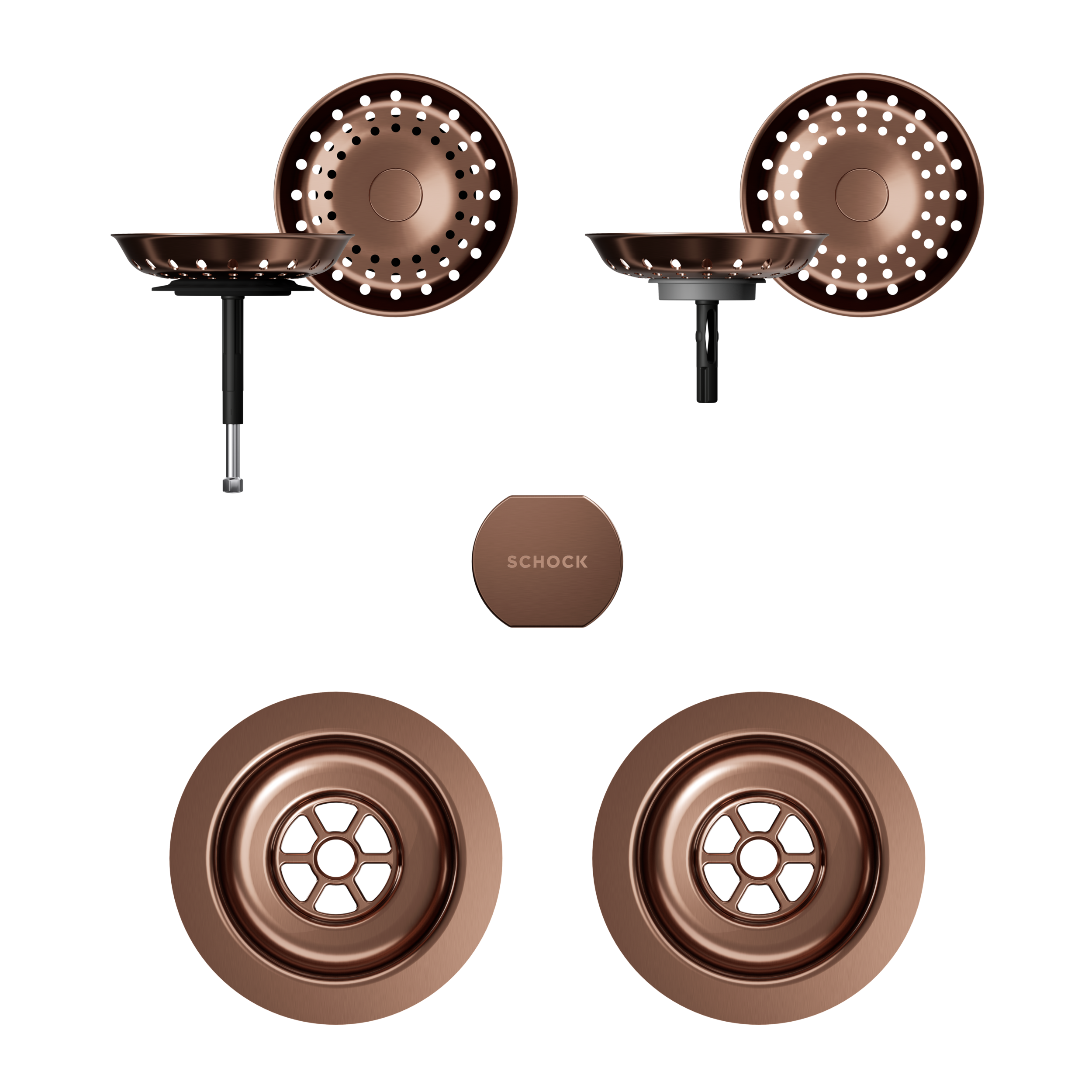 SCHOCK Sichtteile in Copper brushed zu Ablaufgarnitur mit Drehexcenter Copper brushed 400059COB