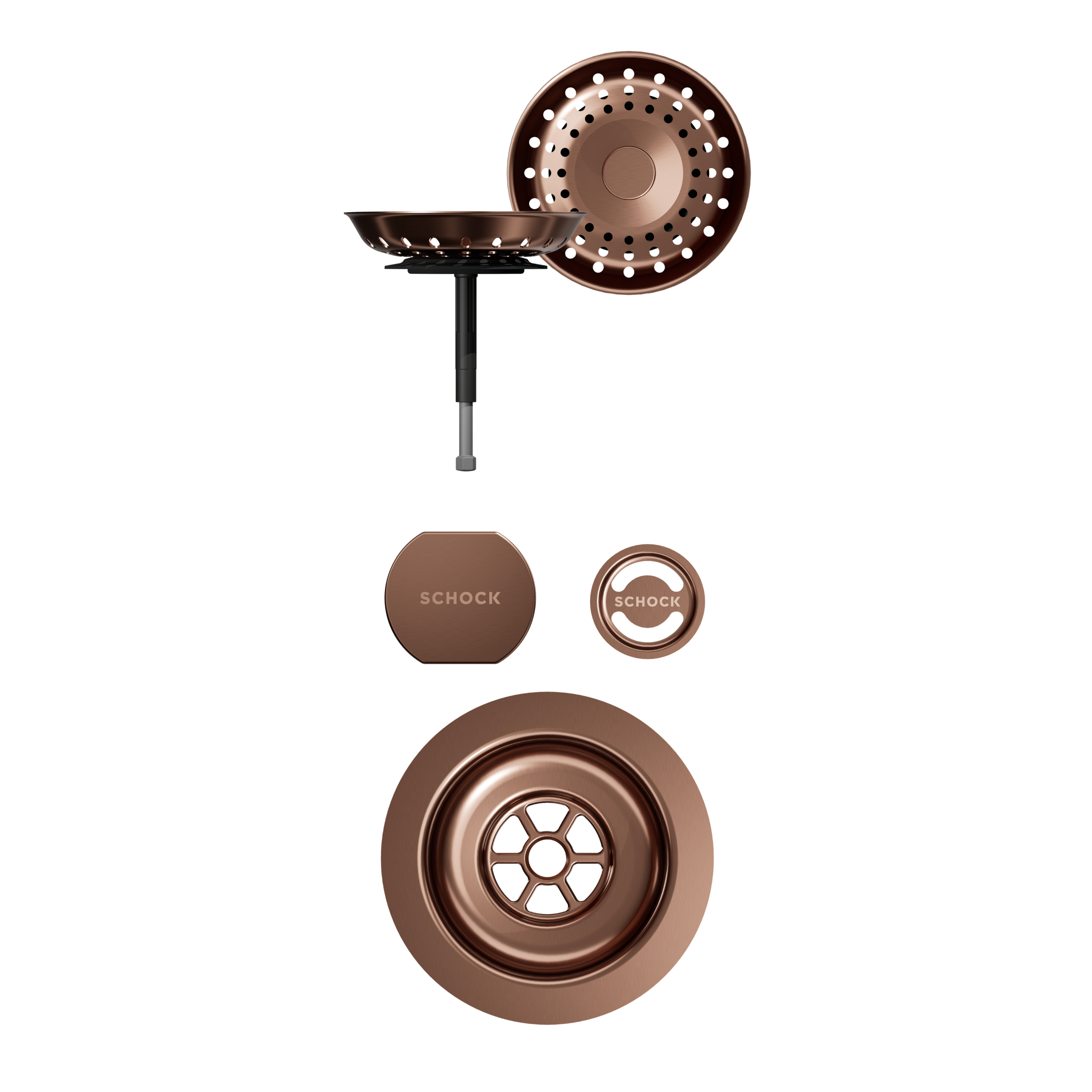 SCHOCK Sichtteile in Copper brushed zu Ablaufgarnitur mit Drehexcenter Copper brushed 400061COB