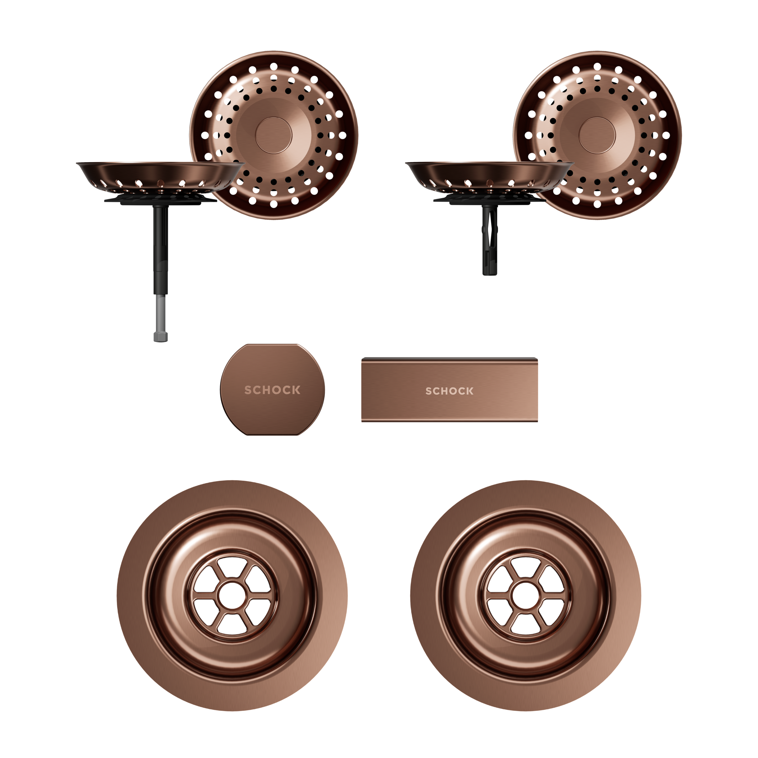 SCHOCK Sichtteile in Copper brushed zu Ablaufgarnitur mit Drehexcenter Copper brushed 400067COB