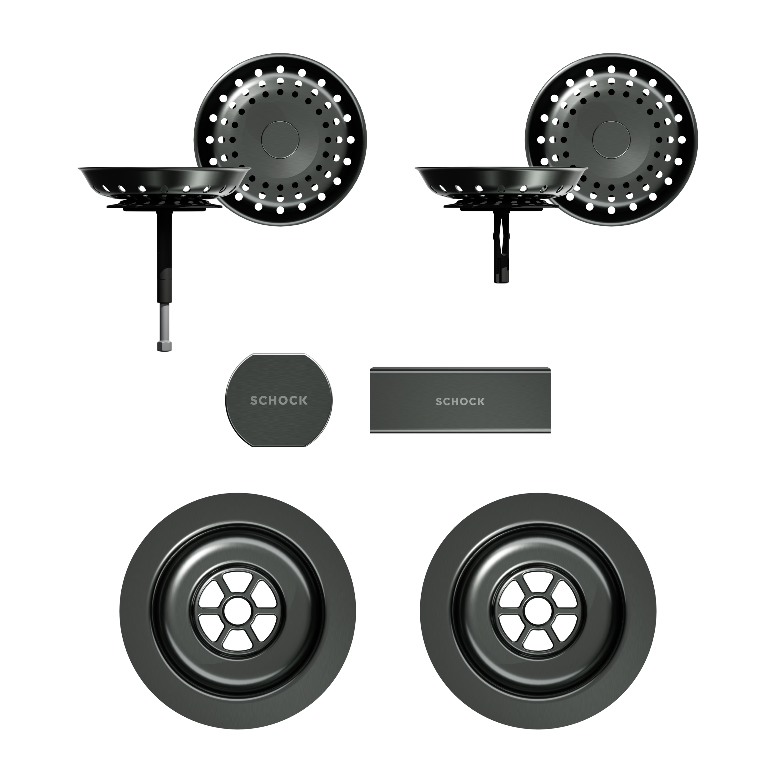 SCHOCK Sichtteile in Gunmetal brushed zu Ablaufgarnitur mit Drehexcenter Gunmetal brushed 400067GUB