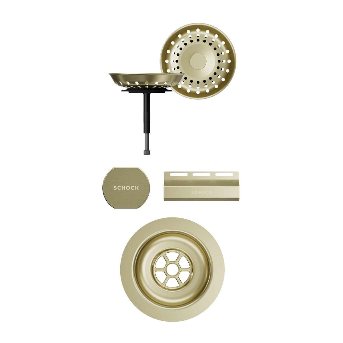 SCHOCK Sichtteile in White Gold zu Ablaufgarnitur mit Drehexcenter White Gold 400069WGO