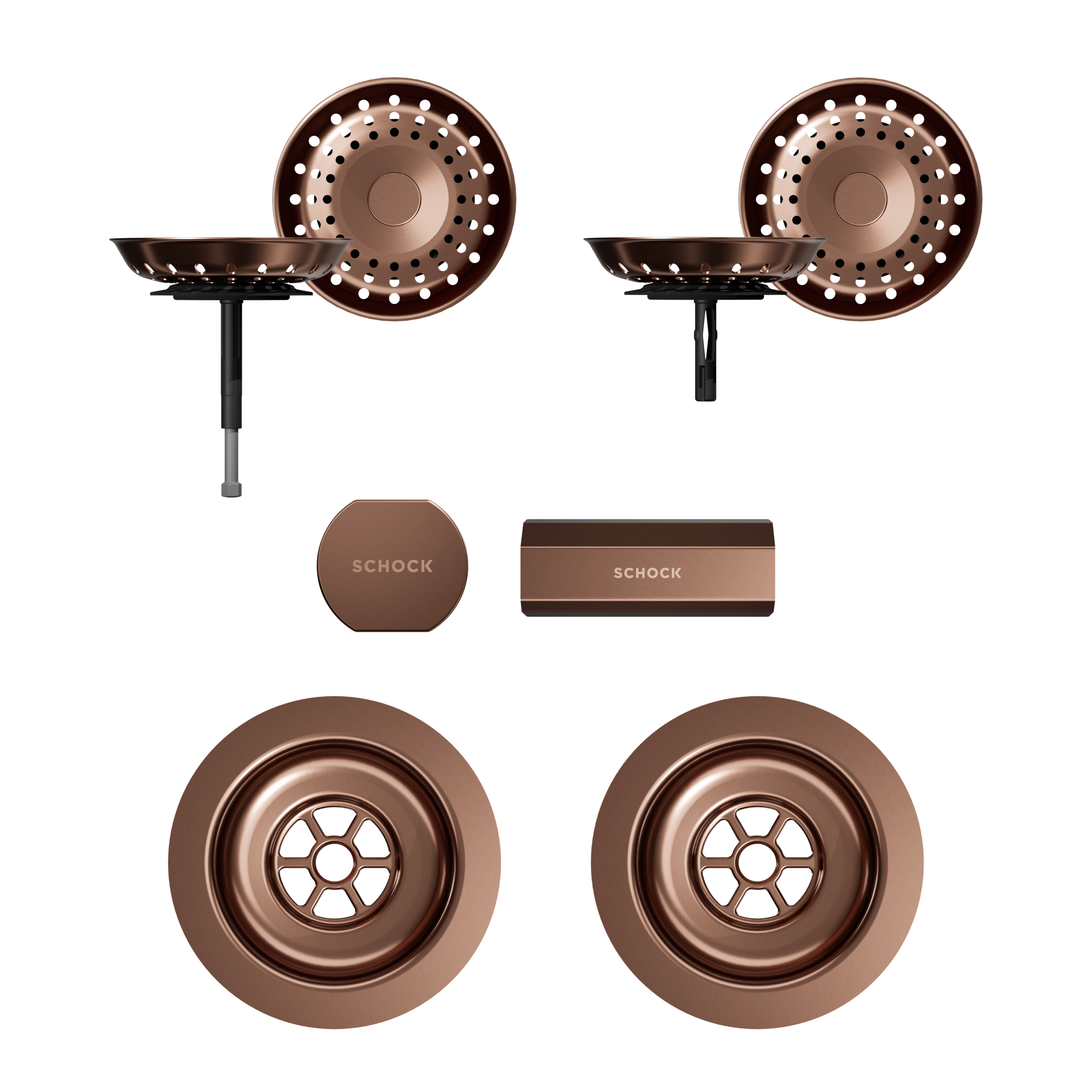 SCHOCK Sichtteile in Copper brushed zu Ablaufgarnitur mit Drehexcenter Copper brushed 400071COB