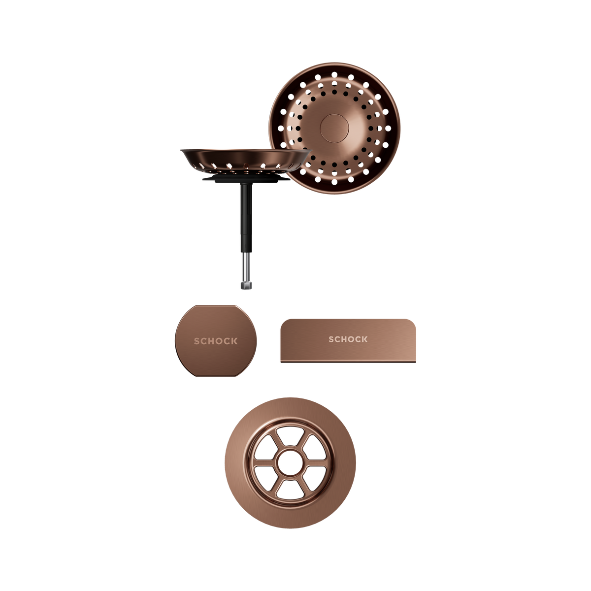 SCHOCK Sichtteile in Copper brushed zu Ablaufgarnitur mit Drehexcenter Copper brushed 400079COB