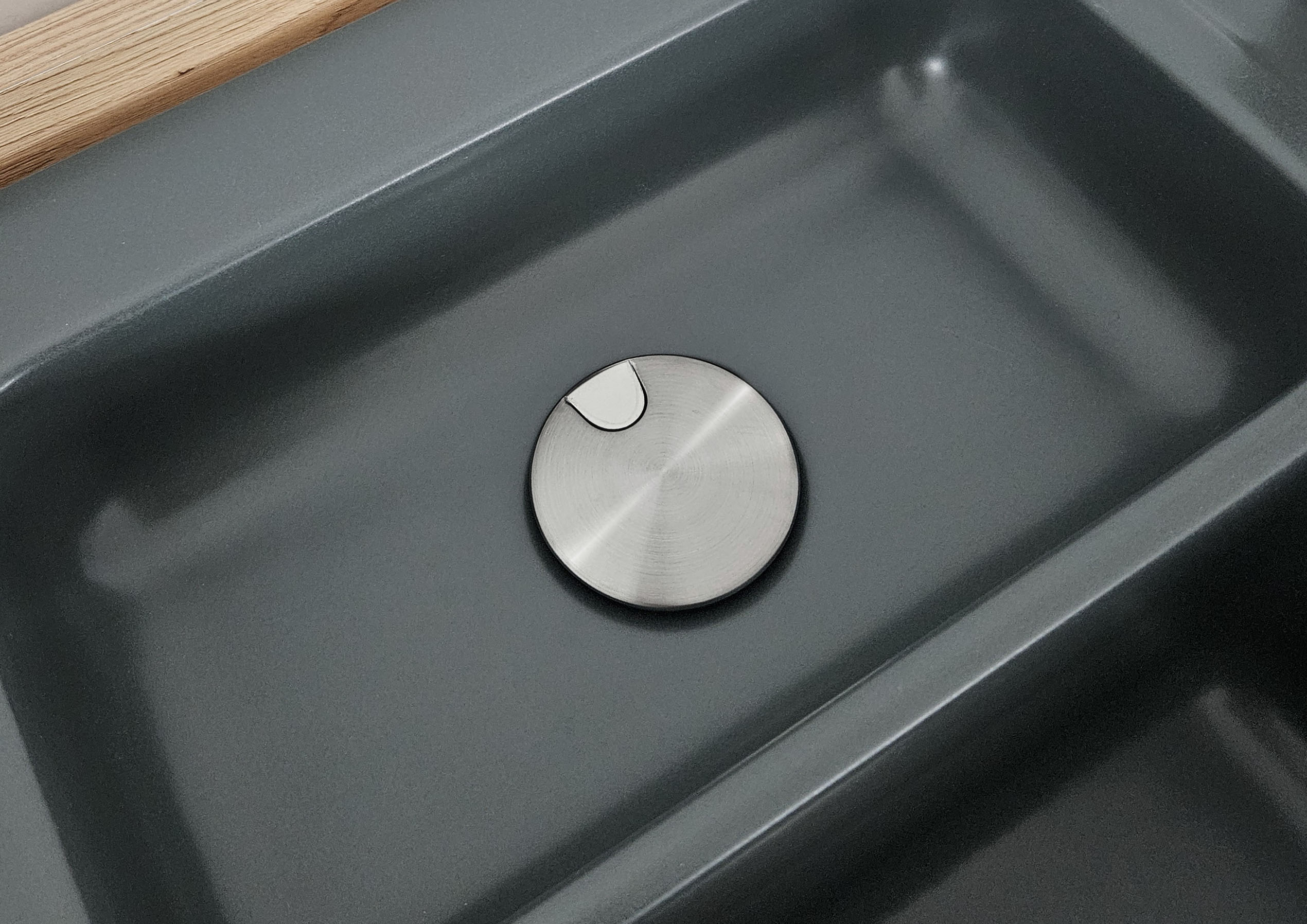 SYSTEMCERAM Einbauspüle Sink Cover Edelstahlfinish kleiner Ablauf   50018