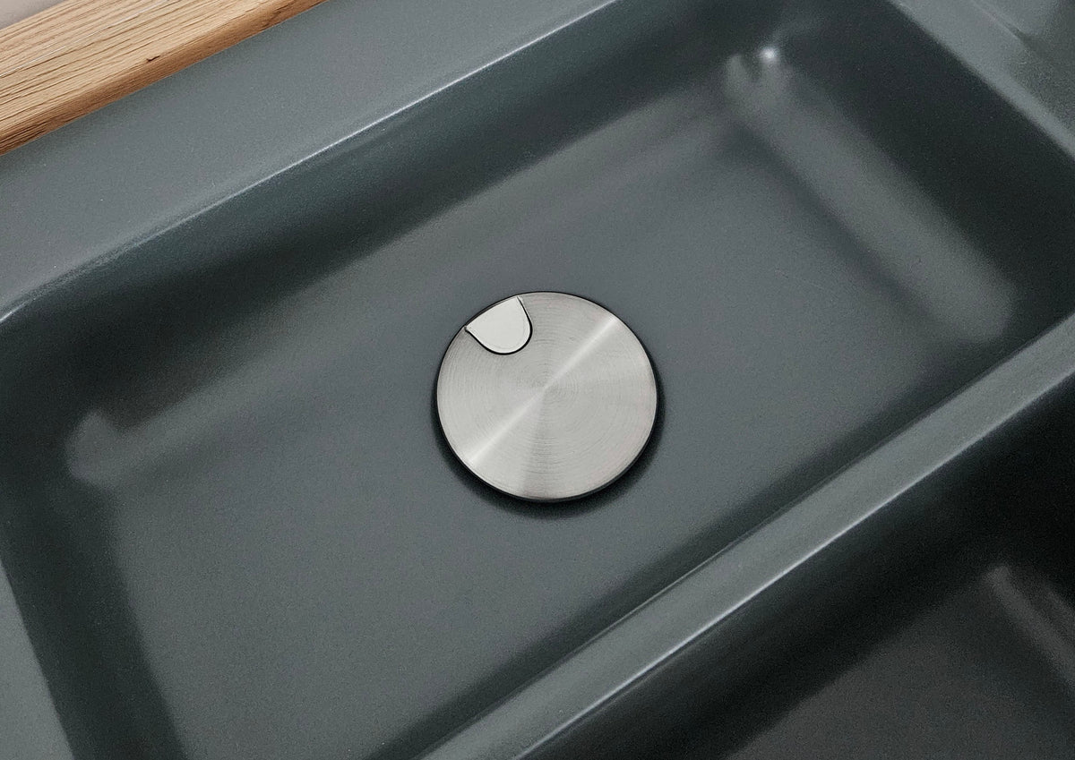 SYSTEMCERAM Einbauspüle Sink Cover Edelstahlfinish kleiner Ablauf   50018