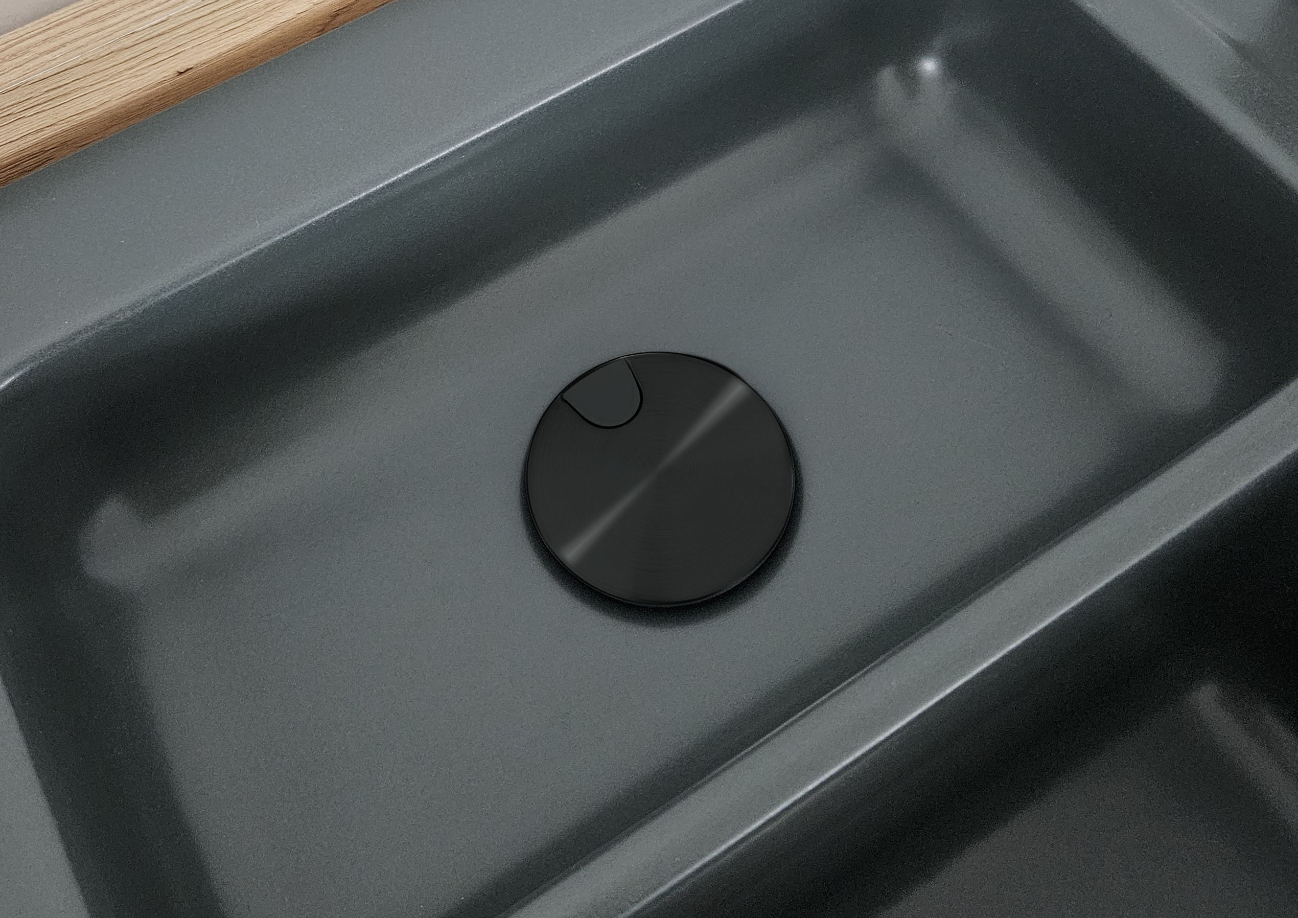 SYSTEMCERAM Einbauspüle Sink Cover PVD Dark Black kleiner Ablauf   50020