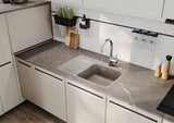 SYSTEMCERAM Einbauspüle Juna 75 F Be. Li. Nigra 87 inkl. Handbetätigung, für 50 cm Schrankbreite, Spüle zum flächenbündigen Einbau Auflage Becken links 55130187