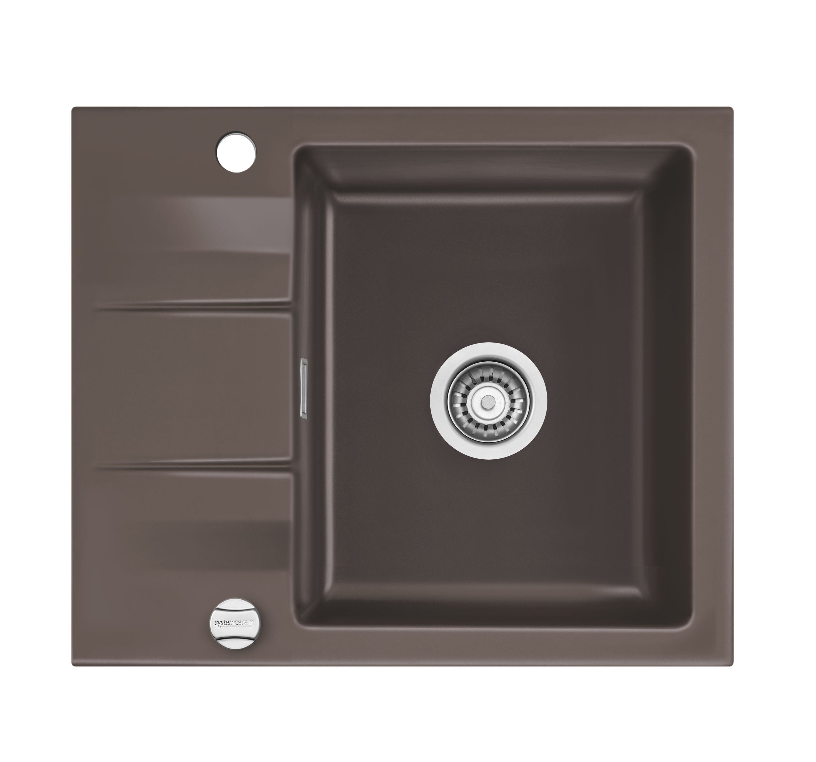 SYSTEMCERAM Einbauspüle Genea 60 F Siena 65 inkl. Handbetätigung, für 50 cm Schrankbreite, Spüle zum flächenbündigen Einbau, inkl. 4 x Eckradien R 10 Auflage reversibel 55970165