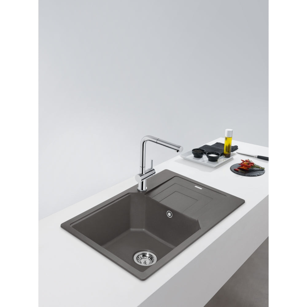 FRANKE Fragranitespüle UBG 611-78 XL Steingrau Drehknopf Edelstahl 114.0682.569