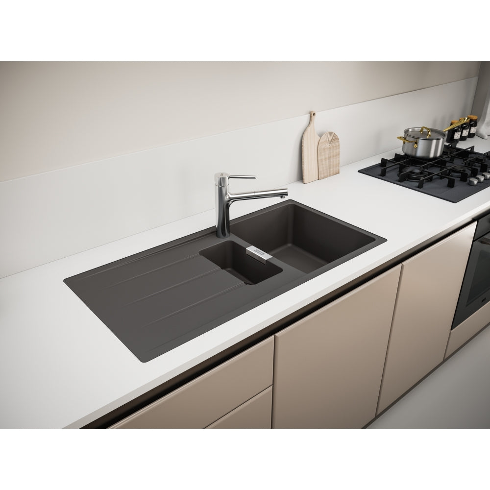 FRANKE Fragranitespüle UBG 251-100 Schiefergrau Drehknopf 135.0729.511