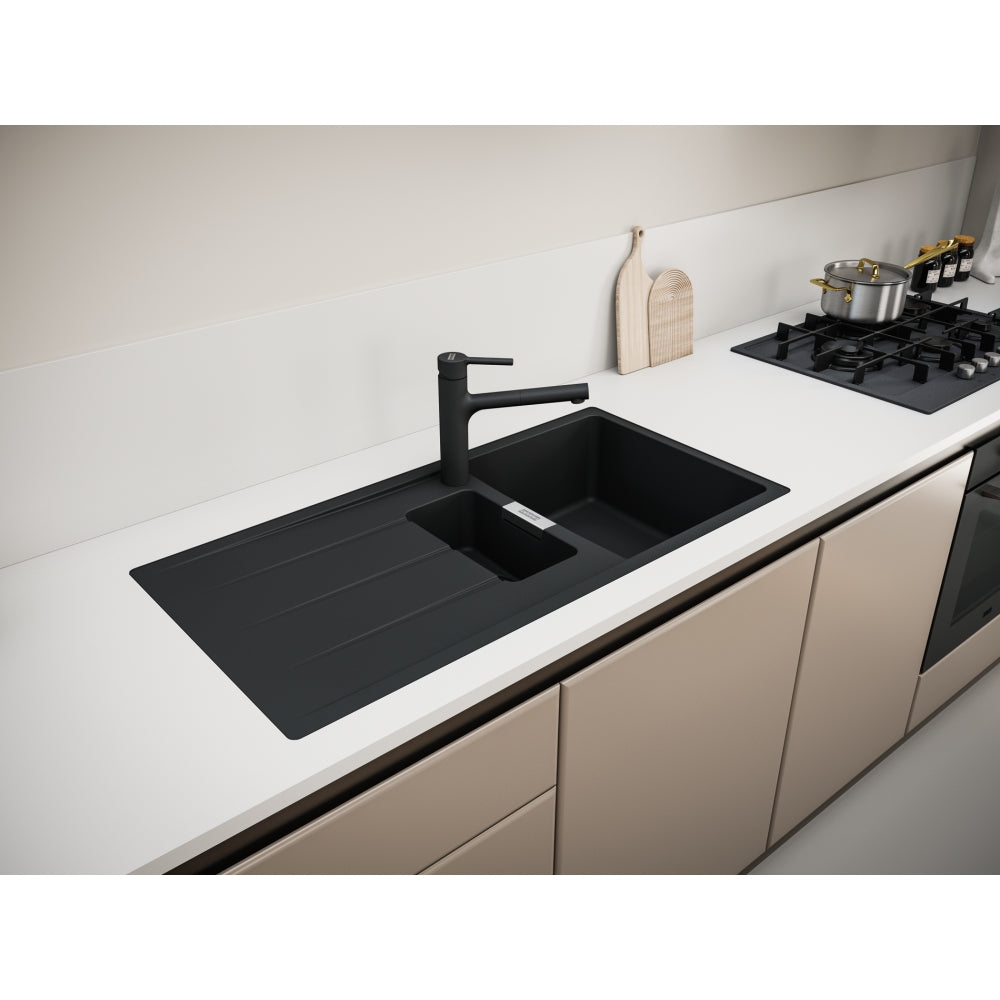 FRANKE Fragranitespüle CNG 251-100 Black Matt Drehknopf 135.0729.525