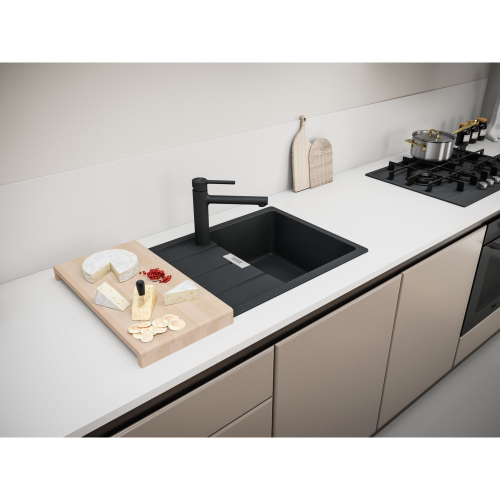 FRANKE Fragranitespüle CNG 611-78 Black Matt Drehknopf Edelstahl 114.0681.584