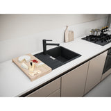 FRANKE Fragranitespüle CNG 611-78 Black Matt Drehknopf Edelstahl 114.0681.584