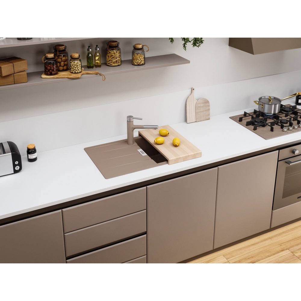 FRANKE Fragranitespüle CNG 611-78 Cashmere Drehknopf Edelstahl 114.0681.586