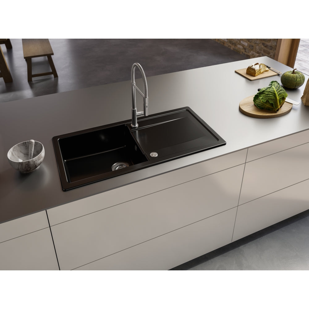 FRANKE Spüle MXK 611-100 Onyx Glänzend Druckknopf Edelstahl 124.0744.938