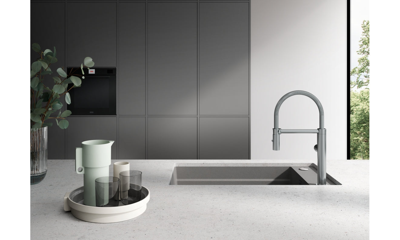 FRANKE Becken KNG 110-62 Steingrau Druckknopf Edelstahl + Zubehör 125.0747.715