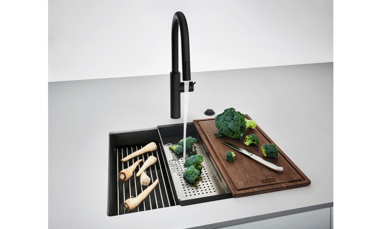 FRANKE Becken KNG 110-52 Matt Black C Collection Drehknopf + Zubehör 125.0747.720