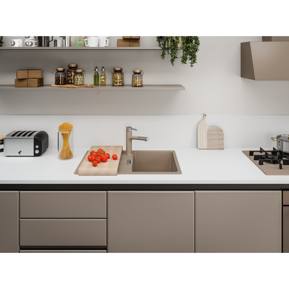 FRANKE Fragranitespüle CNG 611-78 Cashmere Drehknopf Edelstahl 114.0681.586