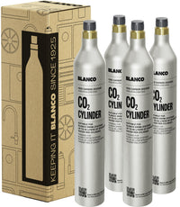 Refill CO2-Zylinder 4er Set Voraussetzung für die Bestellung des BLANCO Soda Refill ist die einmalige Bestellung des BLANCO Soda Starterkits. 526139