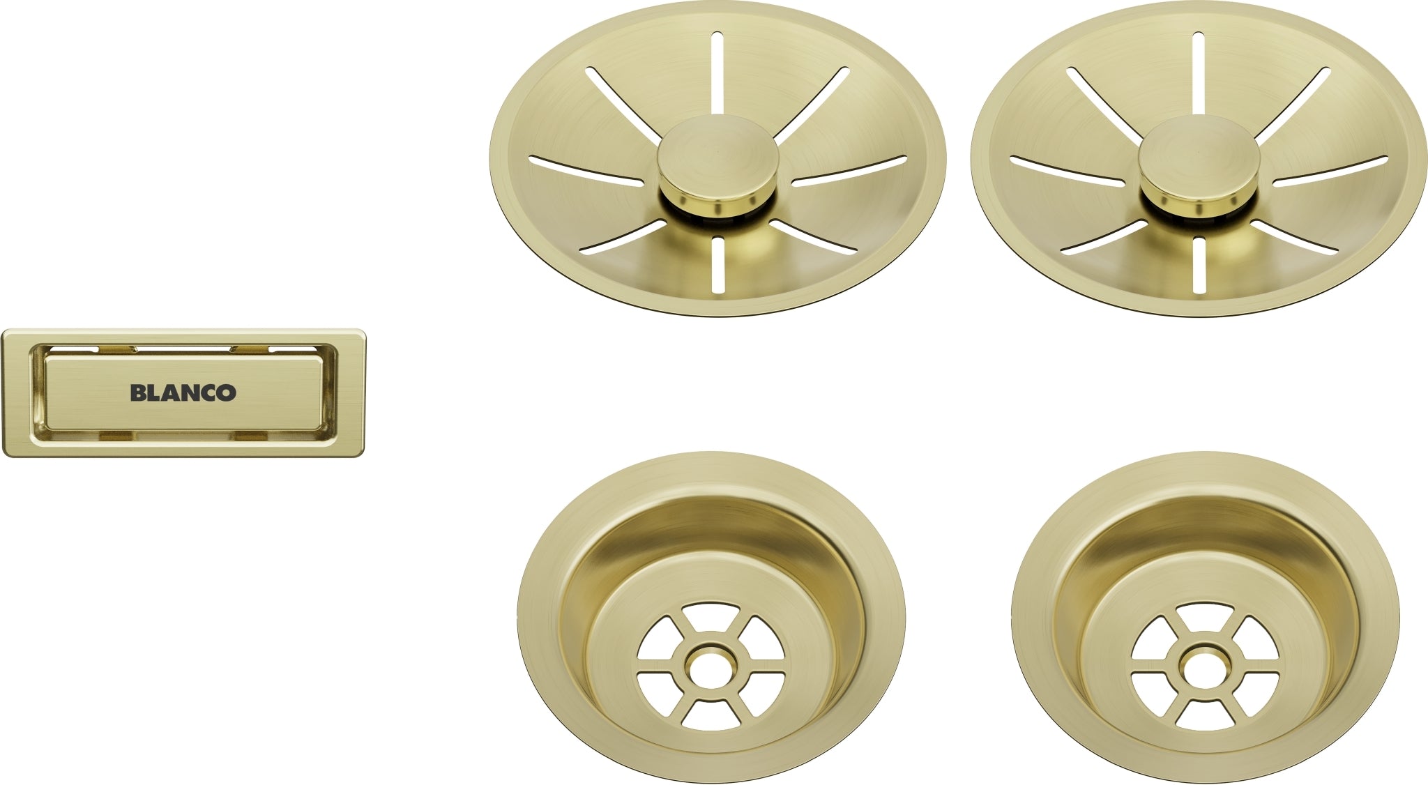 Ab- u. Überlaufset satin gold InFino metallische Oberfläche für Doppelbecken satin gold 203477