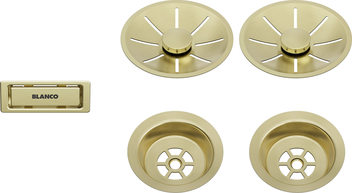 Ab- u. Überlaufset satin gold InFino metallische Oberfläche für Doppelbecken satin gold 203477