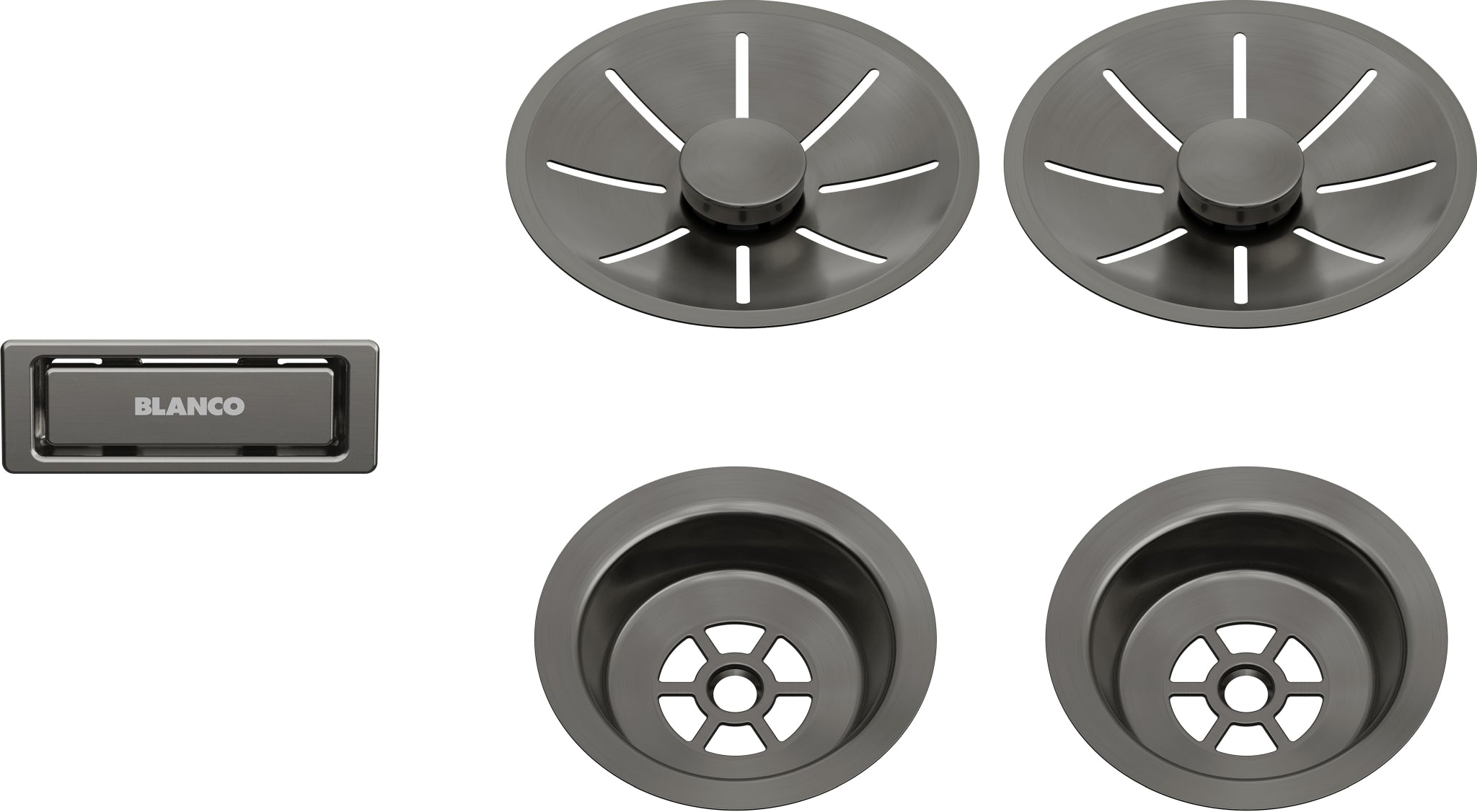 Ab- u. Überlaufset satin dark steel InFino metallische Oberfläche für Doppelbecken satin dark steel 206901