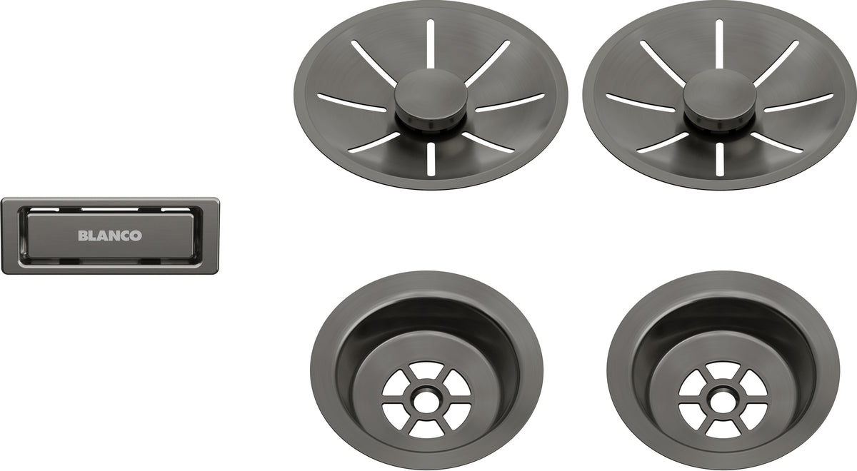 Ab- u. Überlaufset satin dark steel InFino metallische Oberfläche für Doppelbecken satin dark steel 206901