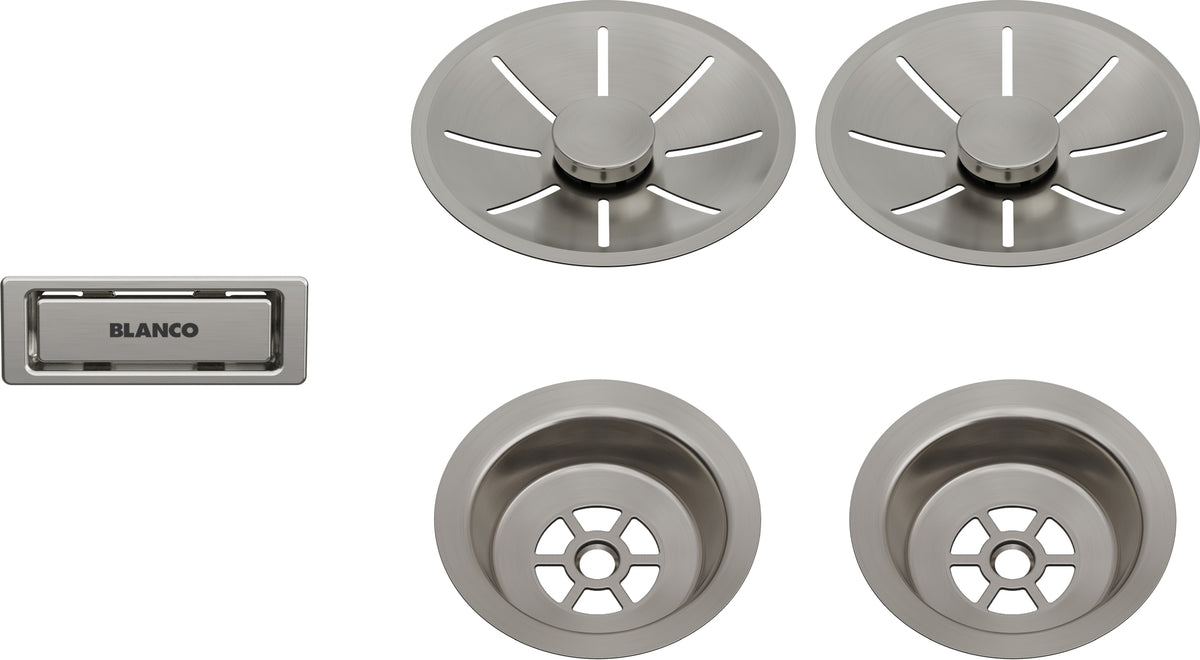 Ab- u. Überlaufset satin platinum InFino metallische Oberfläche für Doppelbecken satin platinum 207410