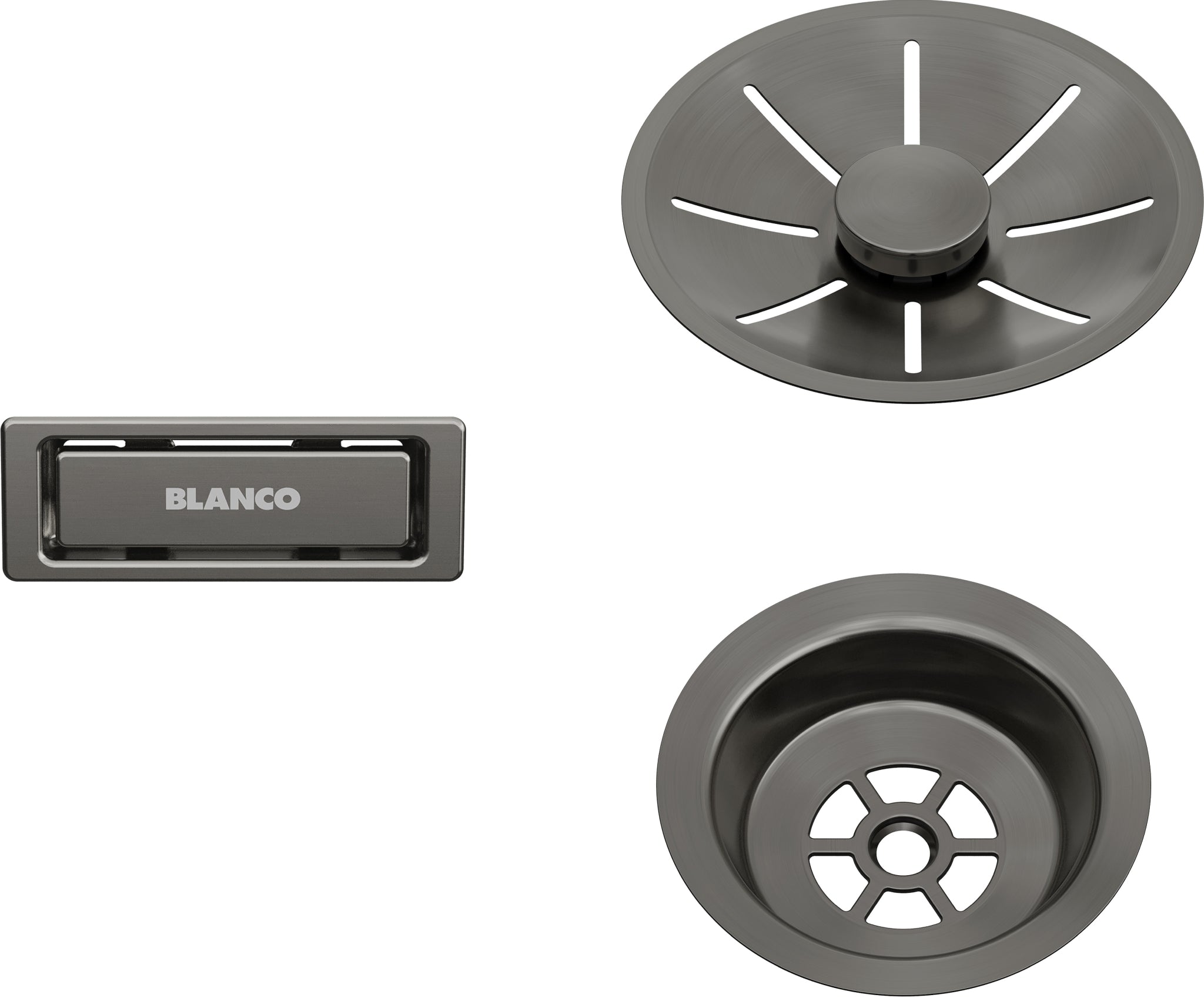 Ab- u. Überlaufset satin dark steel InFino metallische Oberfläche für Einzelbecken satin dark steel 206900