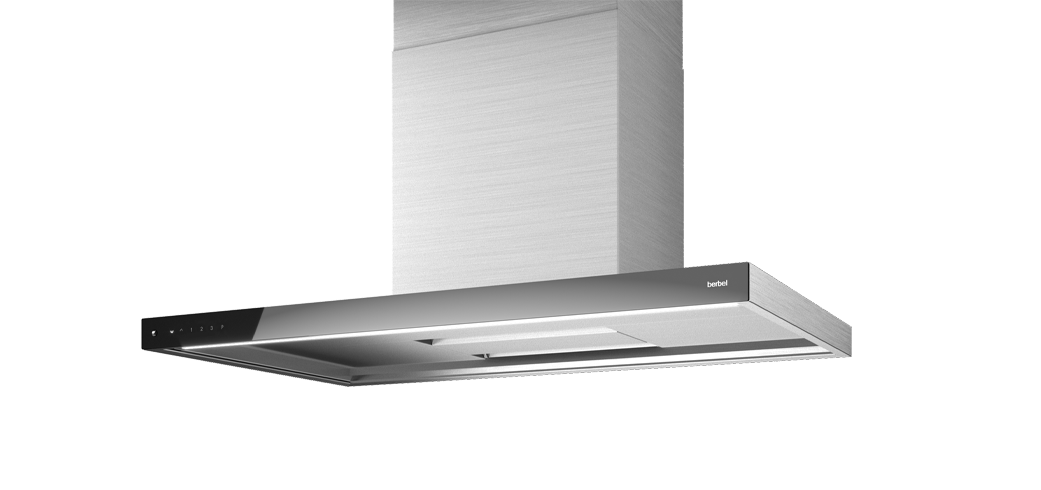 berbel Wandhaube Glassline 90 Edelstahl/Schwarz Abluft EEK A 1005527