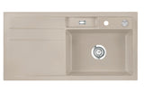 SYSTEMCERAM Einbauspüle Bela 100 F Be. Re. Fango 23 inkl. Excenterbetätigung, für 60 cm Schrankbreite, Spüle zum flächenbündigen Einbau, inkl. 4 x Eckradien R 10 Auflage Becken rechts 55200223